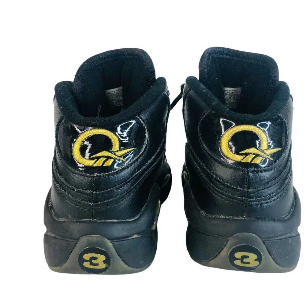 Reebok Question Mid New Years Eve Iverson Sneaker Boy Youth 4 Black‎ Gold  Shoes